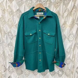 Vintage Turquoise Sweater Cardigan Snap Button by Bugle Boy /